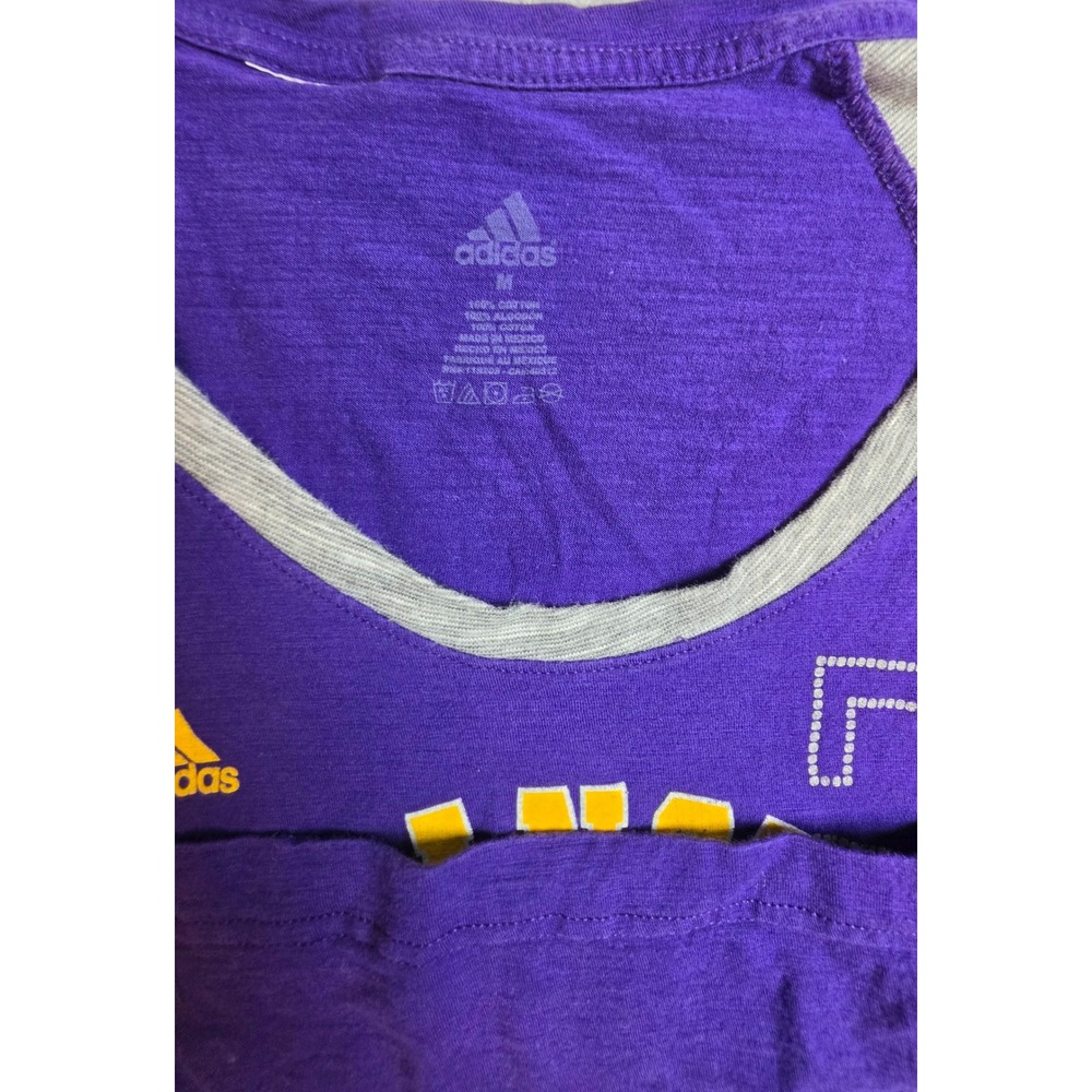 Adidas Los Angeles Lakers Shirt Womens Medium Purple Long Sleeve NBA Raglan Tee - Picture 3 of 5